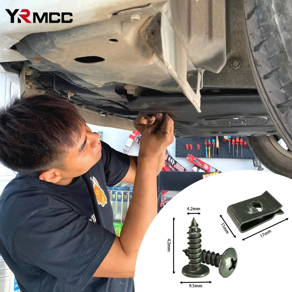 Car Fastener Clip U-Type Metal Screw Clips Kit for Undertray Splash Shield Guard Bumper Screws Auto Engine Cover Car Accessories