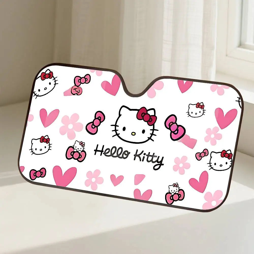 H-Hello Cat K-kitty  Car Sunshade Curtains Windscreen Front Window Visor 70x130cm Sun Visor Solar Protect Plaid Gift Novelty Car