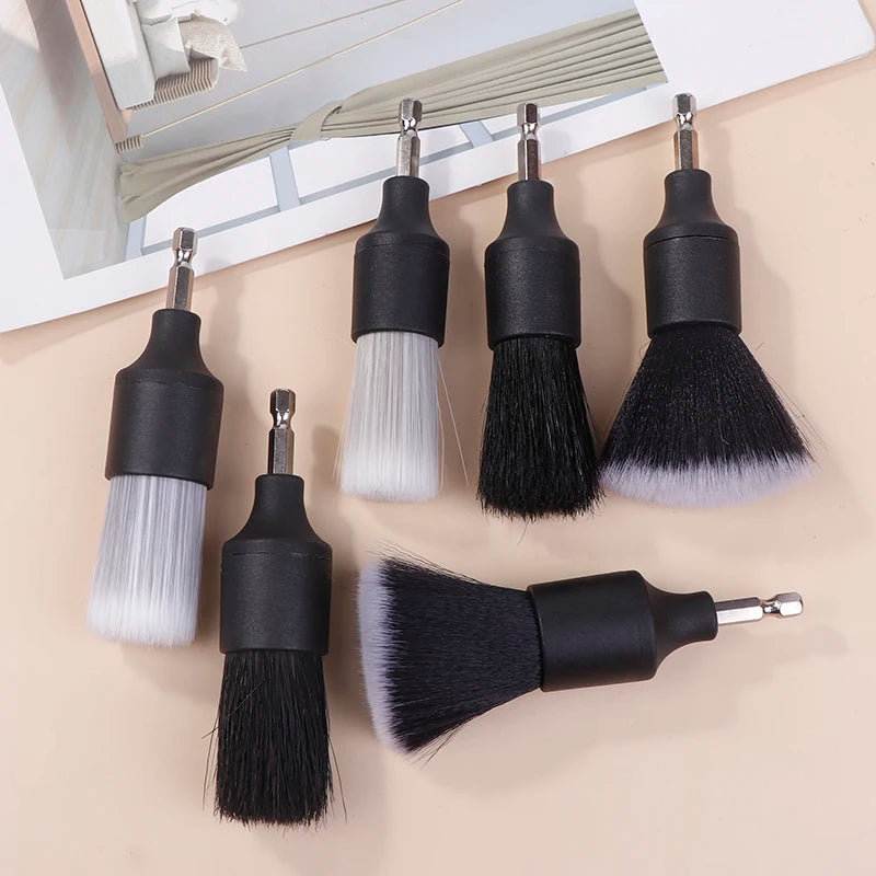 3 PCS Car Detail Drill Brush Set Boar Bristle Brush for Interior Cleaning Crevice