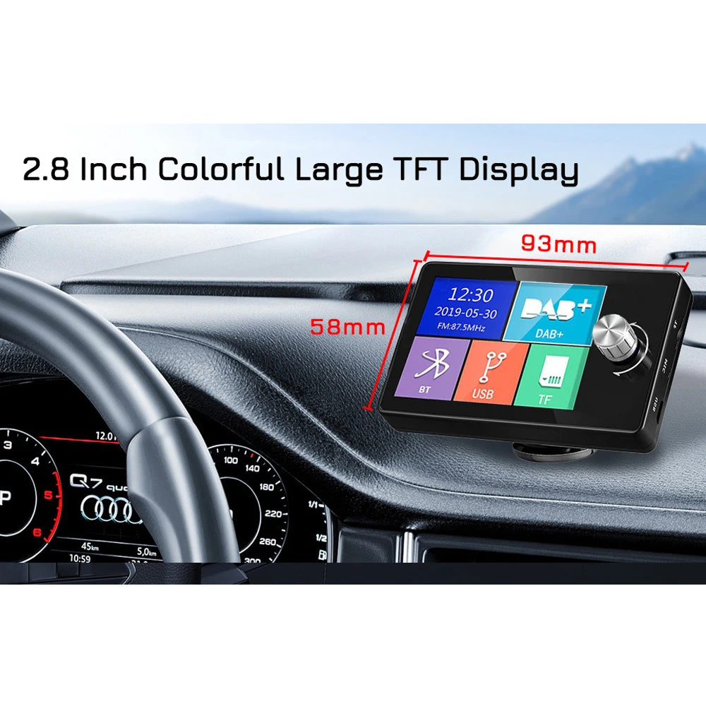 Ezonetronics DAB Radio Receiver In Car with Screen Stereo Sound Digital Signal Antenna Broadcast Adapter FM Transmitter