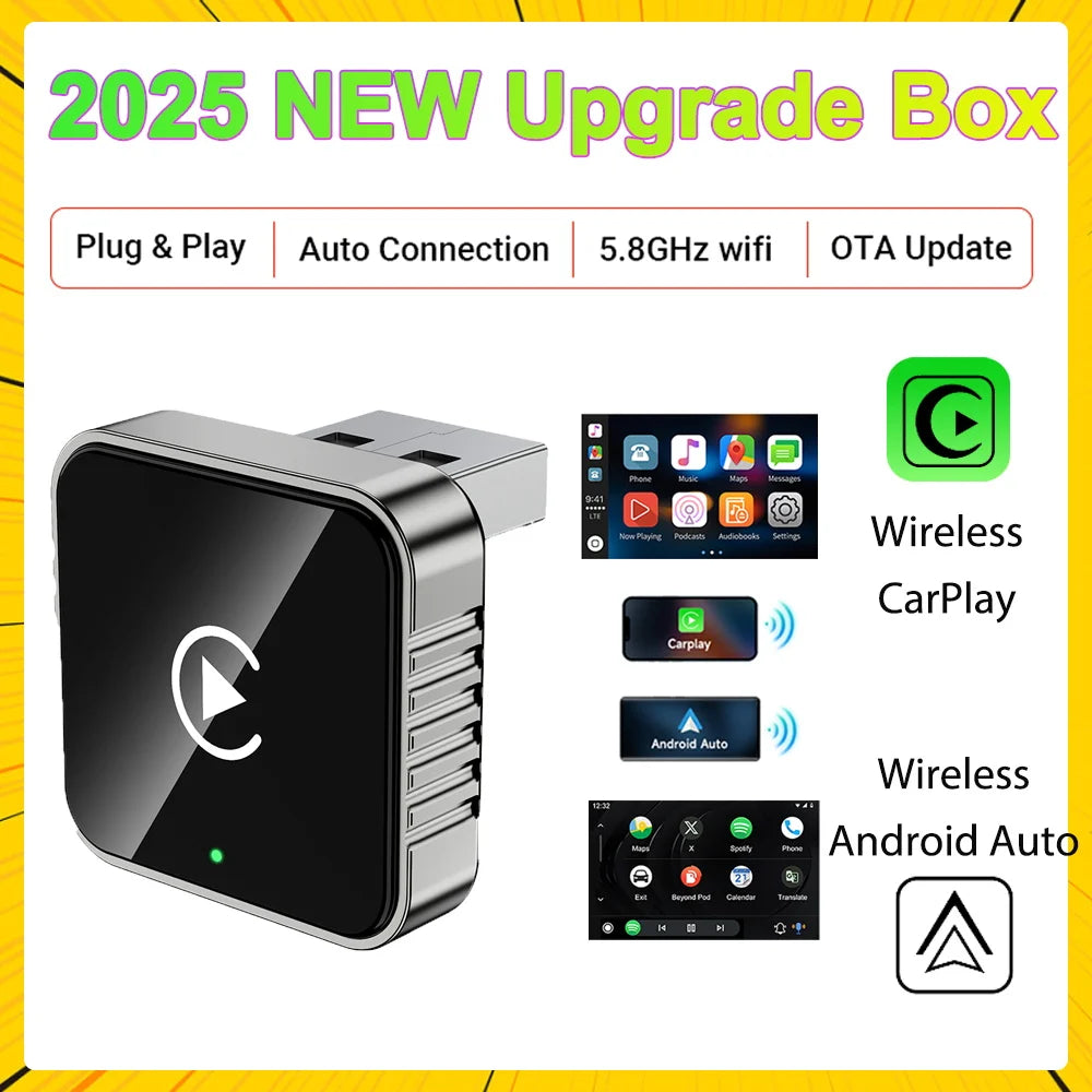 Wireless CarPlay Android 2026 New Smart Auto Adapter Hassle-Free Plug&Play Stable BT WiFi Connect OTA Upgradable Fit 99% Vehicle
