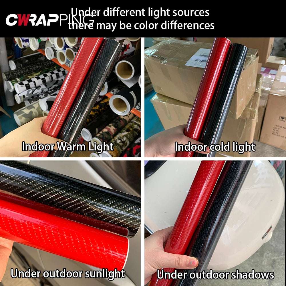 7D Carbon Fiber Car Tuning Film Vinyl Wrap Black Red Auto Stickers Waterproof Adhesive Motorcycle Stickers for Car Accessories