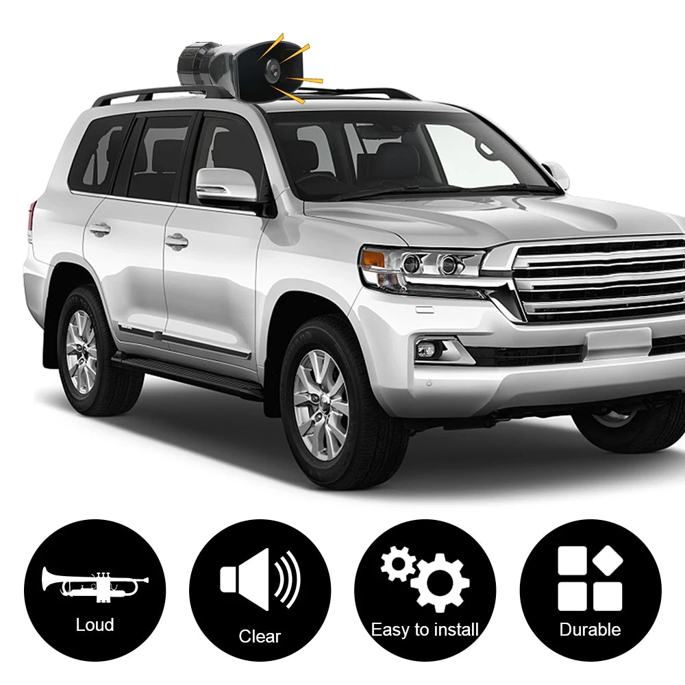 Car Warning Alarm Megaphone Police Siren Air Horn Speaker 120DB Loud Car Horn Multi-tone & Claxon Horn 12V 100W