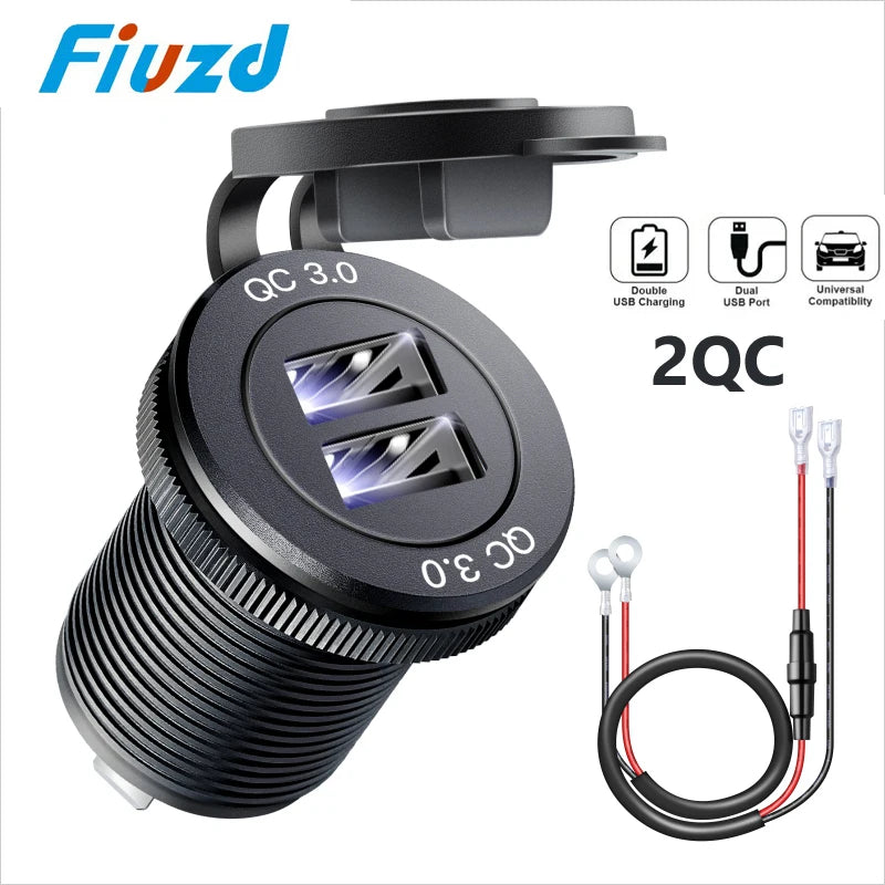 12v automotive usb socket USB C Car Charger Socket 12V/24V 3USB Socket PD3.0 and QC3.0 Car USB Port