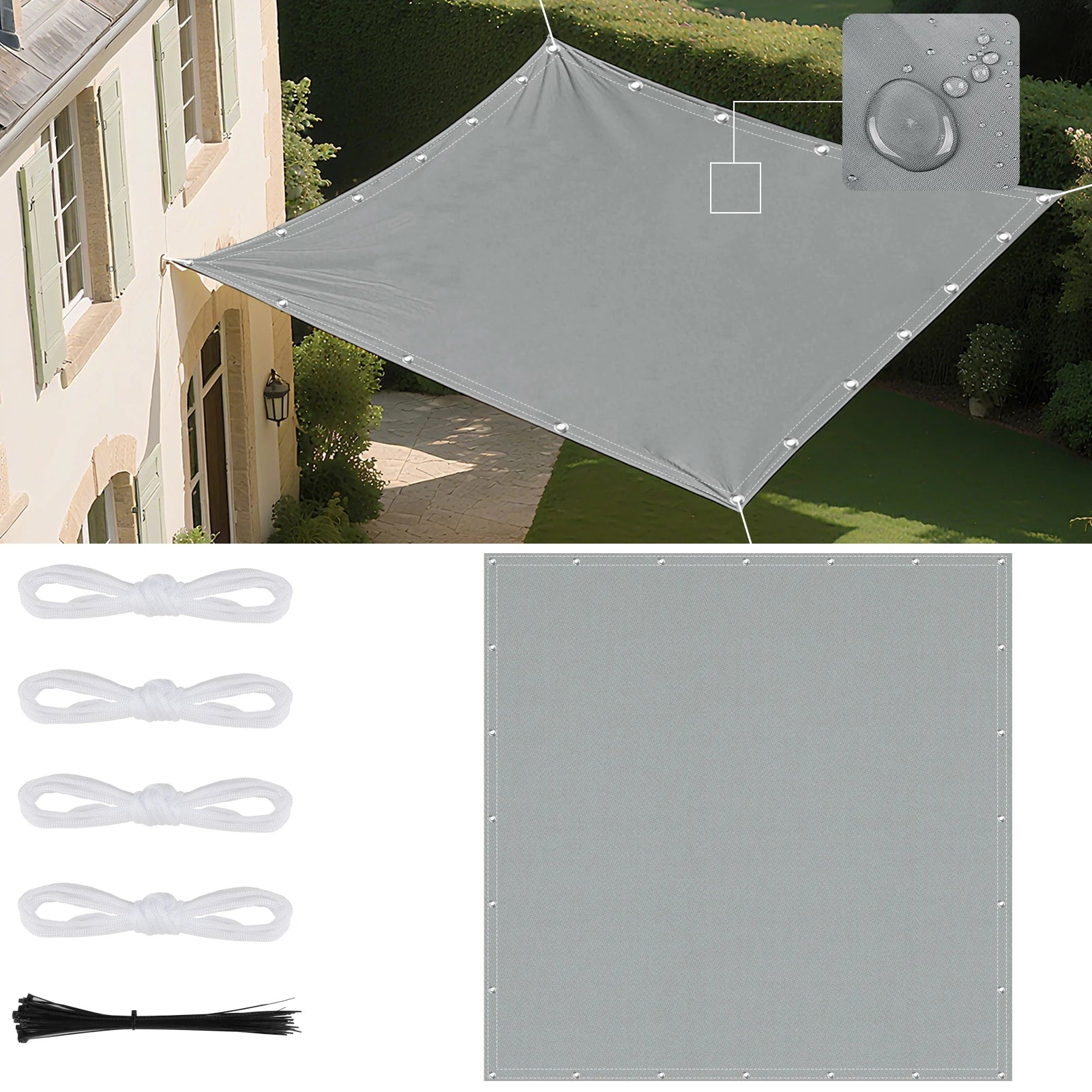 Waterproof Straight Edge Sun Shade Sail with Grommets Garden Sunscreen Pergola Shade Cover Canopy For Outdoor Garden Patio Tent