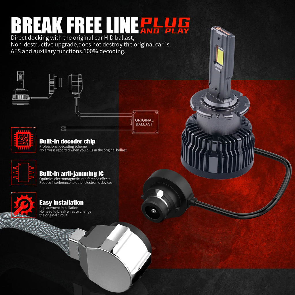 2PCS 30000LM D1S D3S Headlight 35W D2S D2R D4S D4R D5S D8S LED Canbus Lamps  Auto LED Lights Bulb For Car Lights 6000K Plug&Play