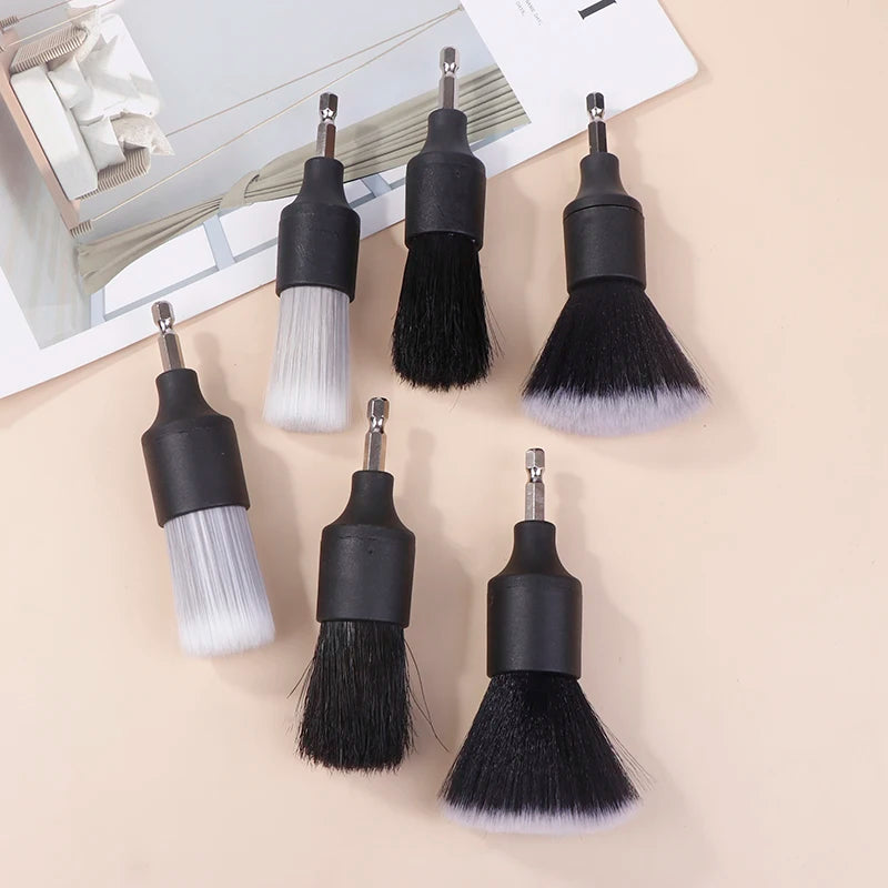 3 PCS Car Detail Drill Brush Set Boar Bristle Brush for Interior Cleaning Crevice