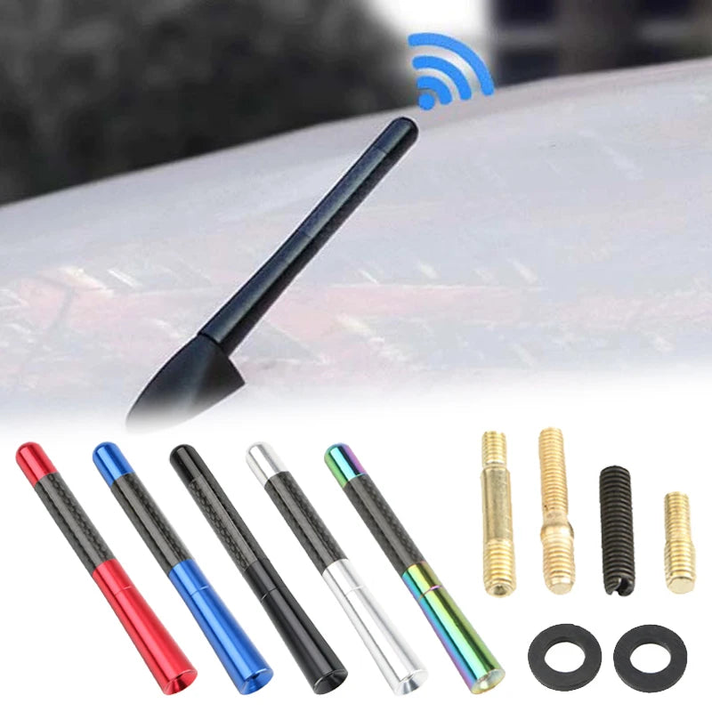 1.5x12cm Car Signal receiver Universal Multi-color Carbon Fiber Antenna Red Blue Black Silver Colorful Auto Accessories 7Pcs/set
