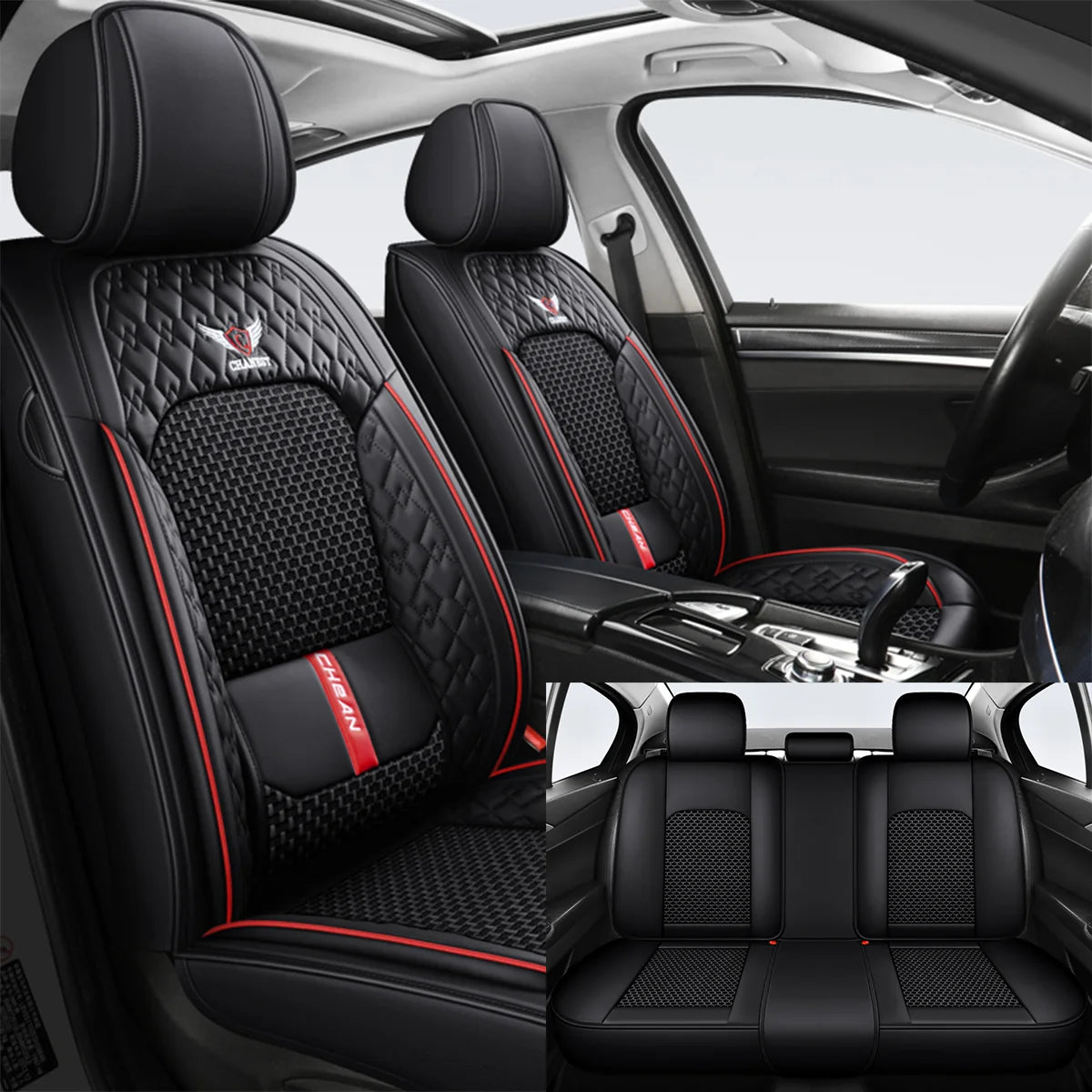 Ergonomic Car Seat Cushion – Nappa Leather & Ice Silk, High-Resilience Sponge, All-Season Comfort for Most Vehicles