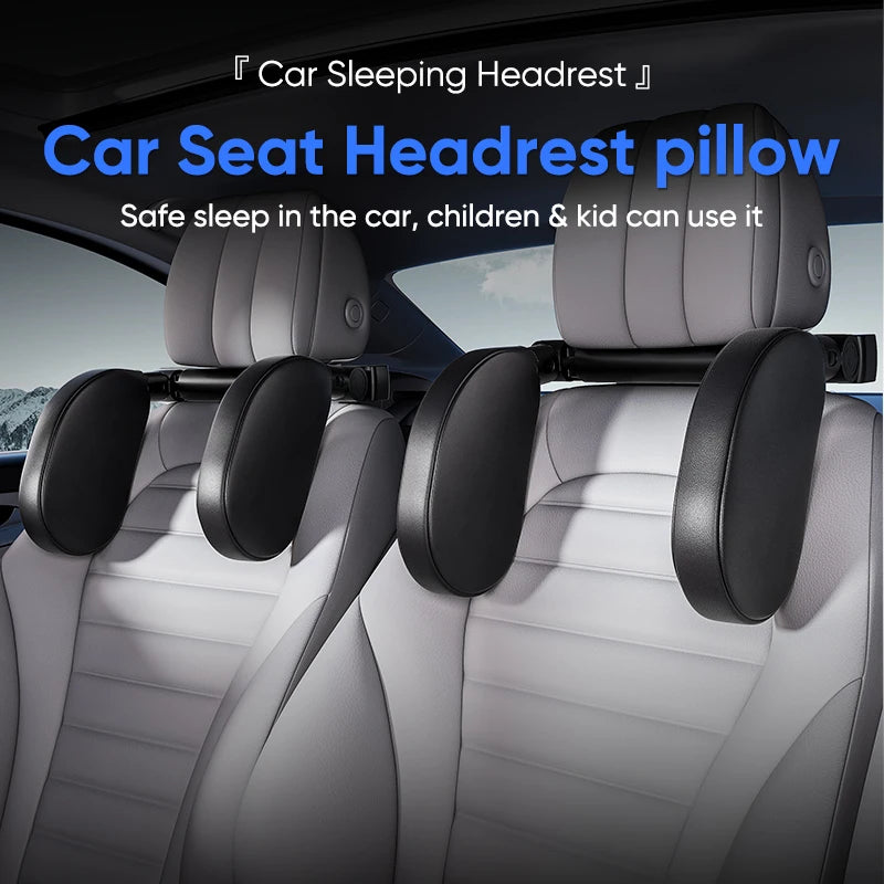 Ergonomic 360° Adjustable Auto Cervical Pillow with Memory Foam & Side Pads One-Click Sleep Headrest for Car
