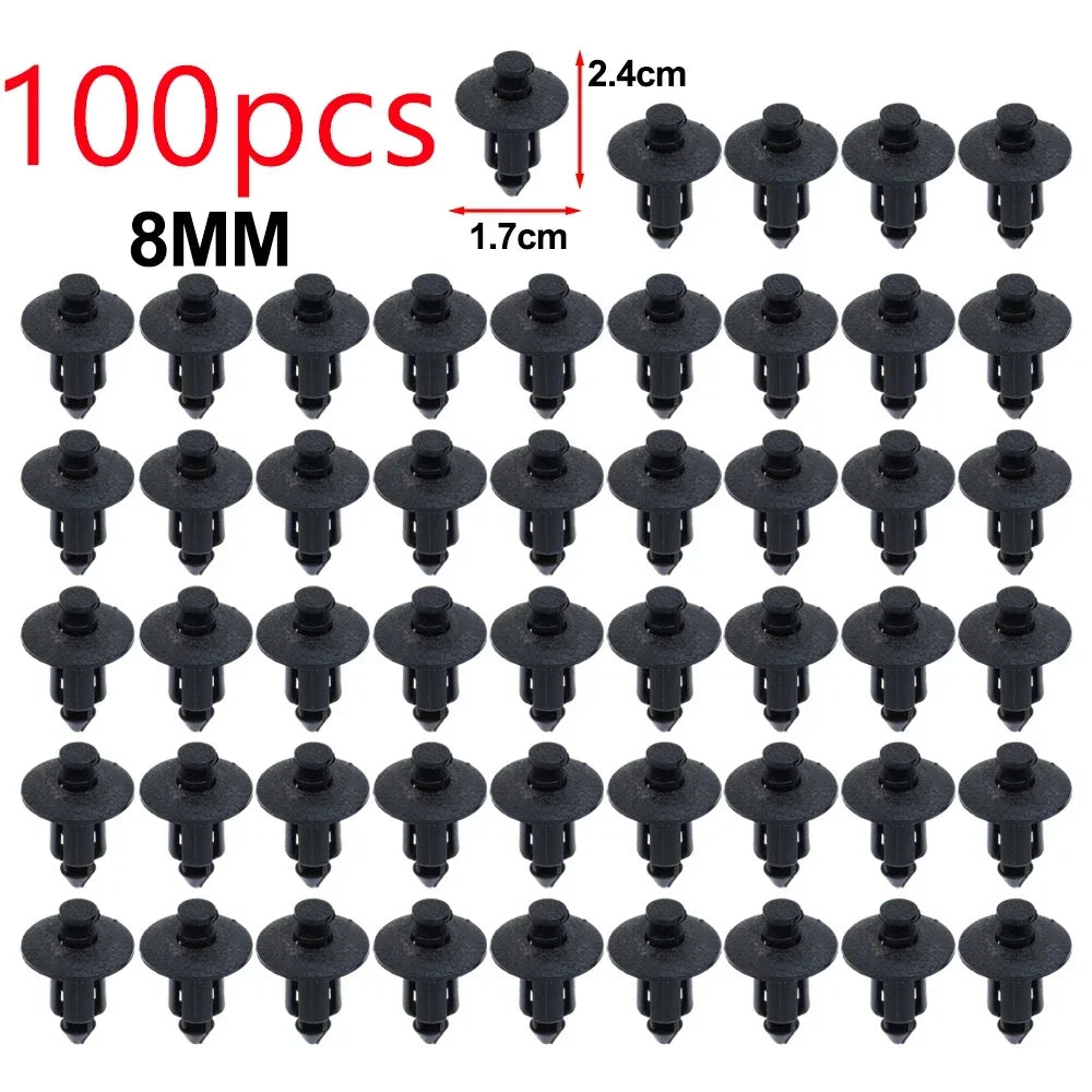 100/50pcs Car Plastic Fairing Rivet Setting Panel Fastener Clips 3 Size Mix Push Pin Auto Fastener 6mm 7mm 8mm Interior