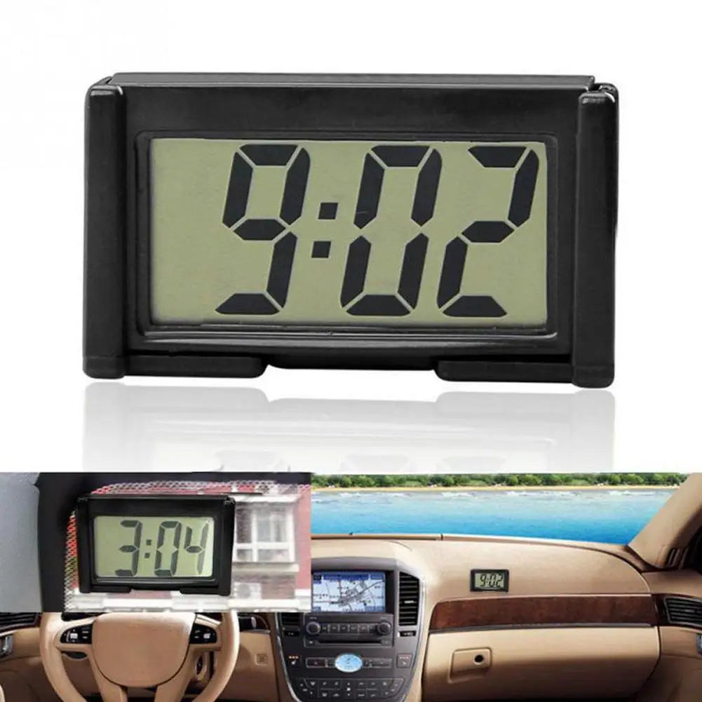 Mini Digital Clock Decorative Large Screen Car Clock Electronic Adhesive Self Ornament Dashboard Mini Car Accessories Clock
