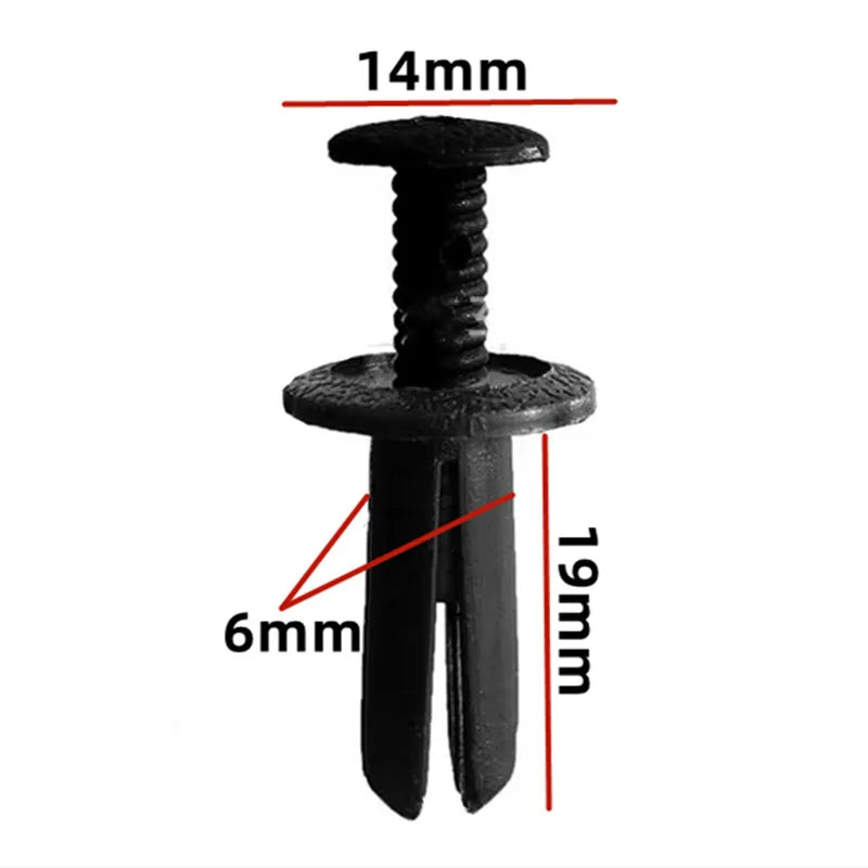 6mm Motorcycle Auto Mudguard Screw Rivet Bag Packed For Mitsubishi Wheel Arch Car Trunk Plastic Fastener Clip Repair Small Box