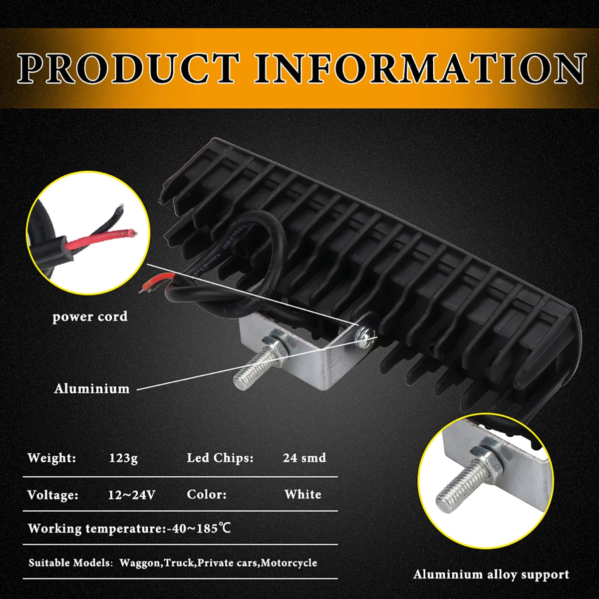 24 LED Car Work Light Spot Flood Combo Beam Headlights for Offroad SUV ATV Tractor Boat Trucks Excavator Working Bar