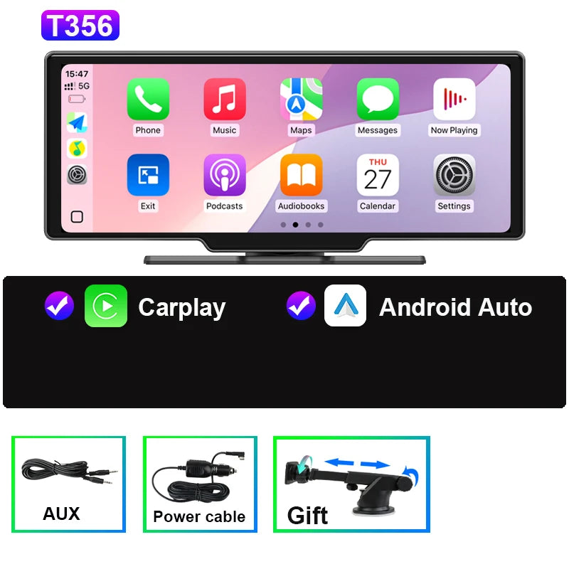 Srnubi 10.26" Car Play Screen Android WIFI Car Multimedia Player Wireless Carplay Android Auto Car Screen for YouTube Netflix