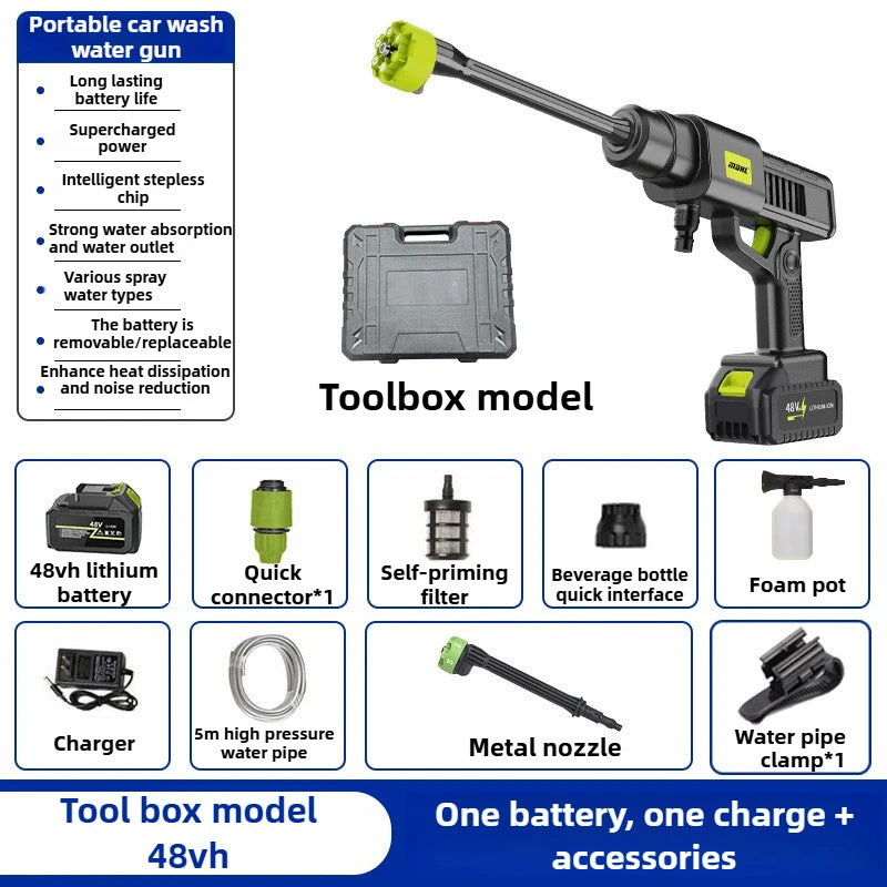 Home Car Wash High-pressure Water Gun Wireless Car Washer Portable Car Cleaning Machine Car Lithium High-pressure Water Grabbing