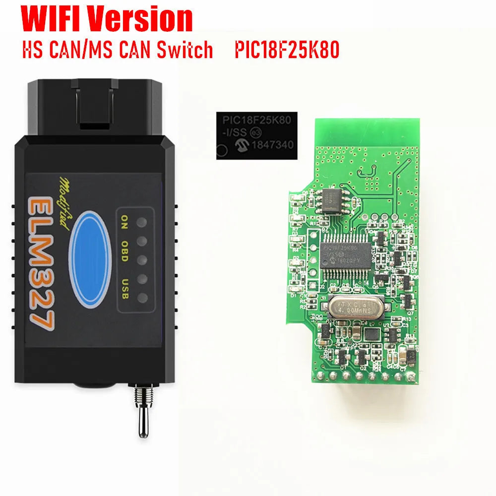 ELM327 V1.5 PIC18F25K80 FTDI/CH340 With Switch Code Scanner OBD2 Bluetooth Elm327 WIFI For Ford Forscan Diagnostic Tool
