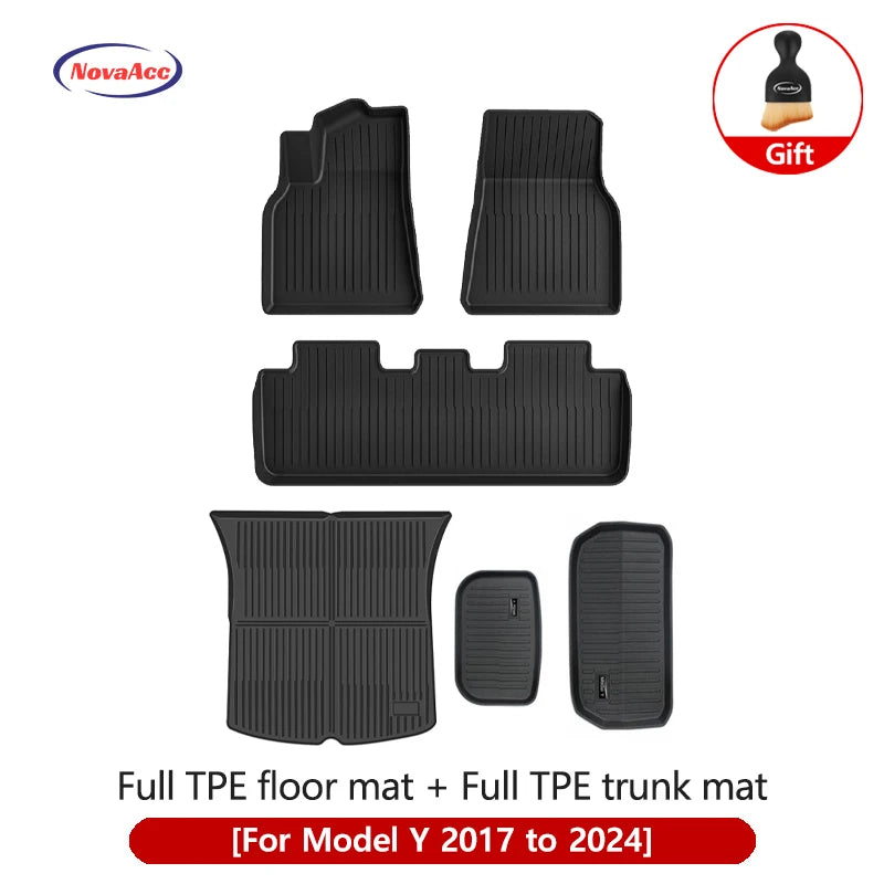 NovaAcc All TPE Floor Mats for Tesla Model Y 3 2021 to 2024 Left Rudder All Weather Foot Pad Automotive Interior Car Accessories
