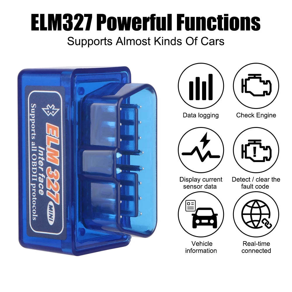 Car Diagnostic Scanner Code Reader For IOS/Android OBD2 Interface Adapter ELM327 Bluetooth V1.5 Detector Dual Mode