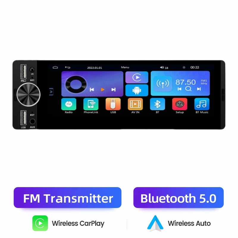 Car Radio Audio 1Din Universal 6.36 inch Car Multimedia Video Player IPS HD Screen USB/Type-C Charge Support BT FM USB AUX Cam