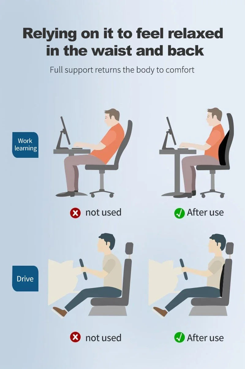 Car Memory Foam Neck Pillow Ergonomic Support for Lumbar Backrest and Headrest Cushion All Season Use