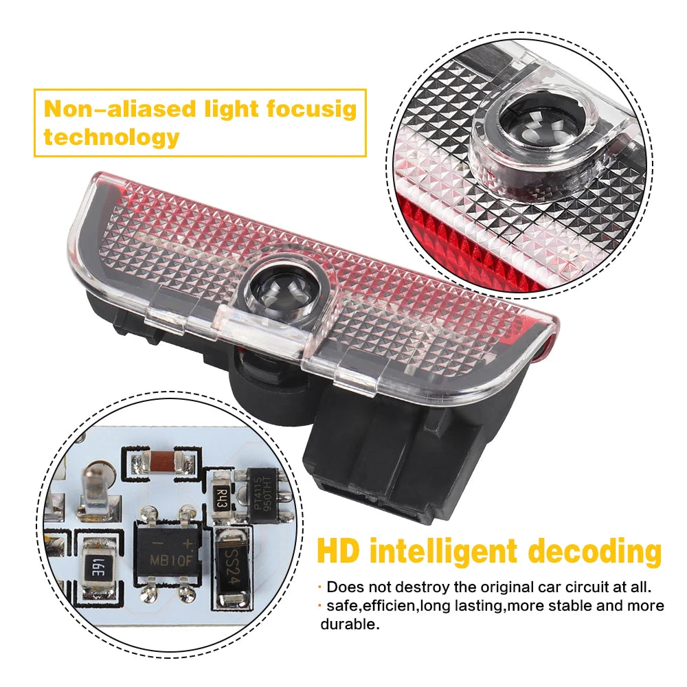 LED Car Door Welcome Projector Ghost Shadow Light Bulb Accessories For VW Tiguan MK1 MK2 Scirocco Touran 5T1 Sharan 7N Arteon CC