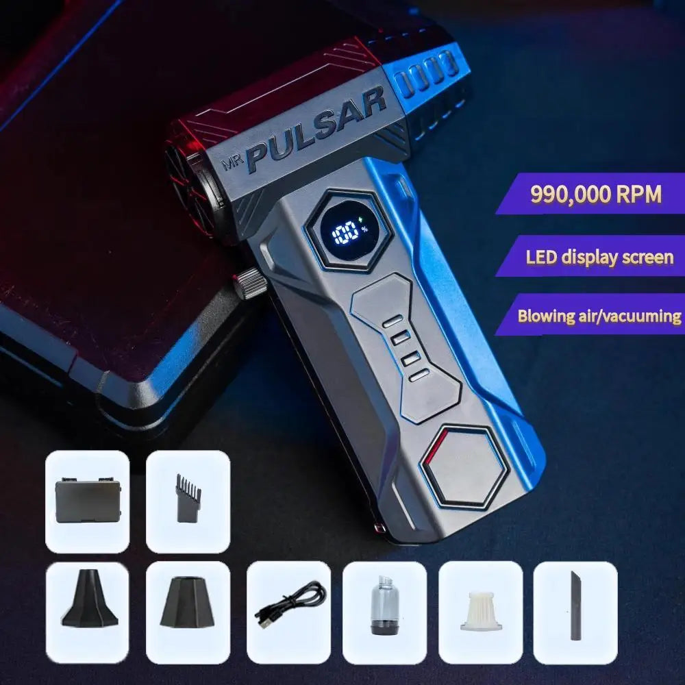 990000RPM Turbo Jet Blower Strong Blowing Force Small Vacuum Cleaner Blower Car Cleaning Water Dry 10000mAh Battery Air Blow Gun