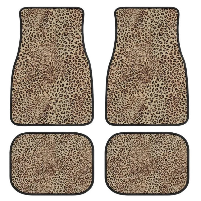 Leopard Print Car Floor Mats Set, All-Weather Universal Size for Front and Rear Seats, Suitable for SUVs, Limousines, LKWs