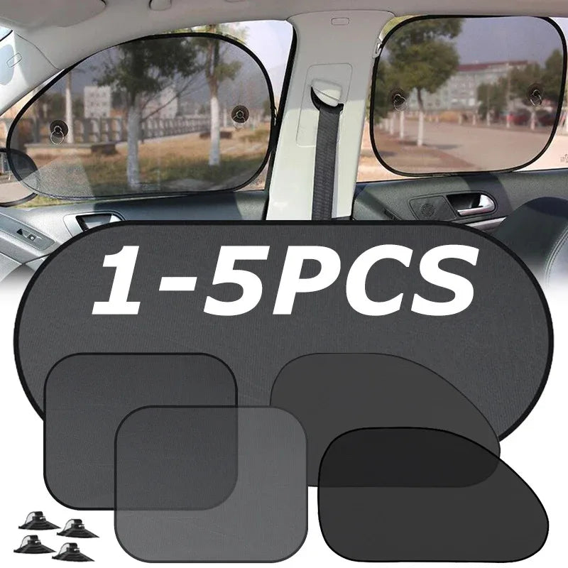 1-5Pcs Universal Car Sunshades Foldable Auto Side Window Rear Windscreen Mesh Sunshade Cover Car Windshield Accessories Exterior