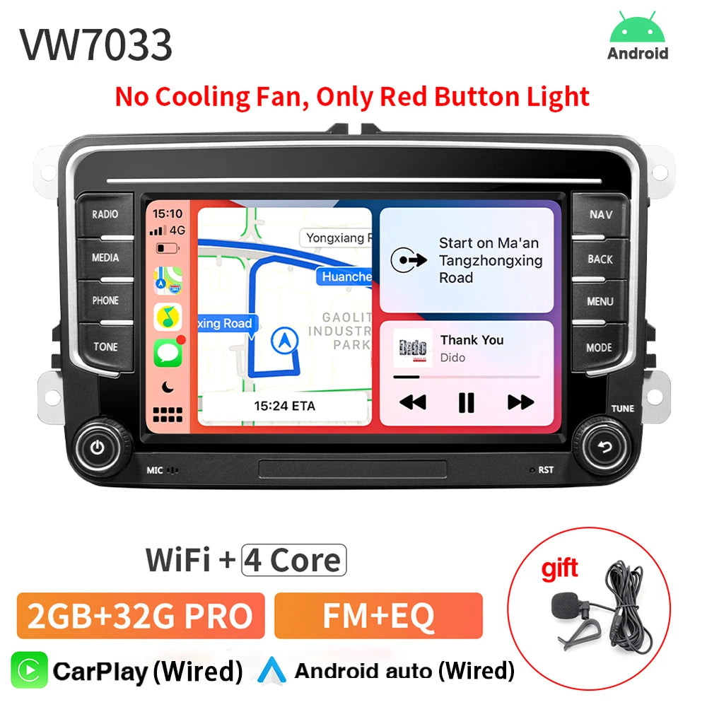 GRANDnavi Android13 Car Radio GPS For VW Volkswagen Skoda Octavia Golf 5 6 Touran Passat B6 Polo Jetta 2Din Multimedia Player