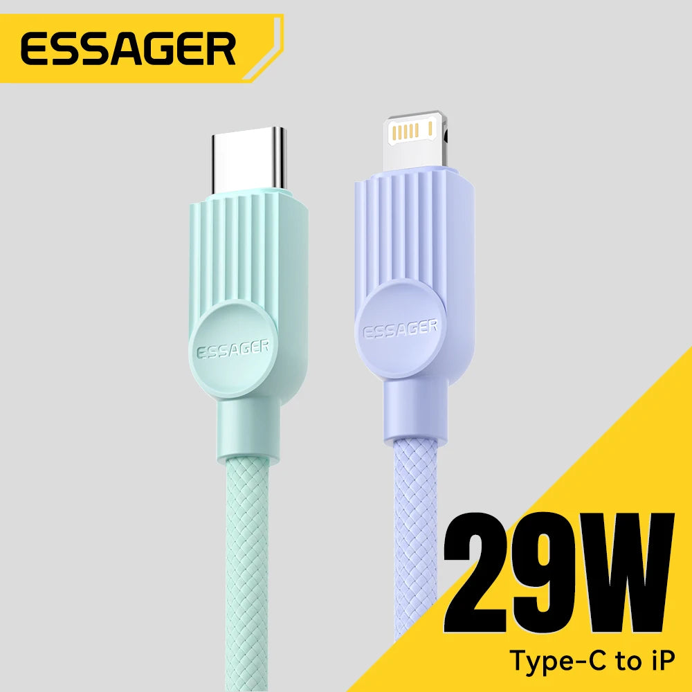 Essager USB C Color Cable For iPhone 14 13 12 11 Pro Max Xs iPad Macbook Wire 29W PD Fast Charging Type C To Lighting Data Cord