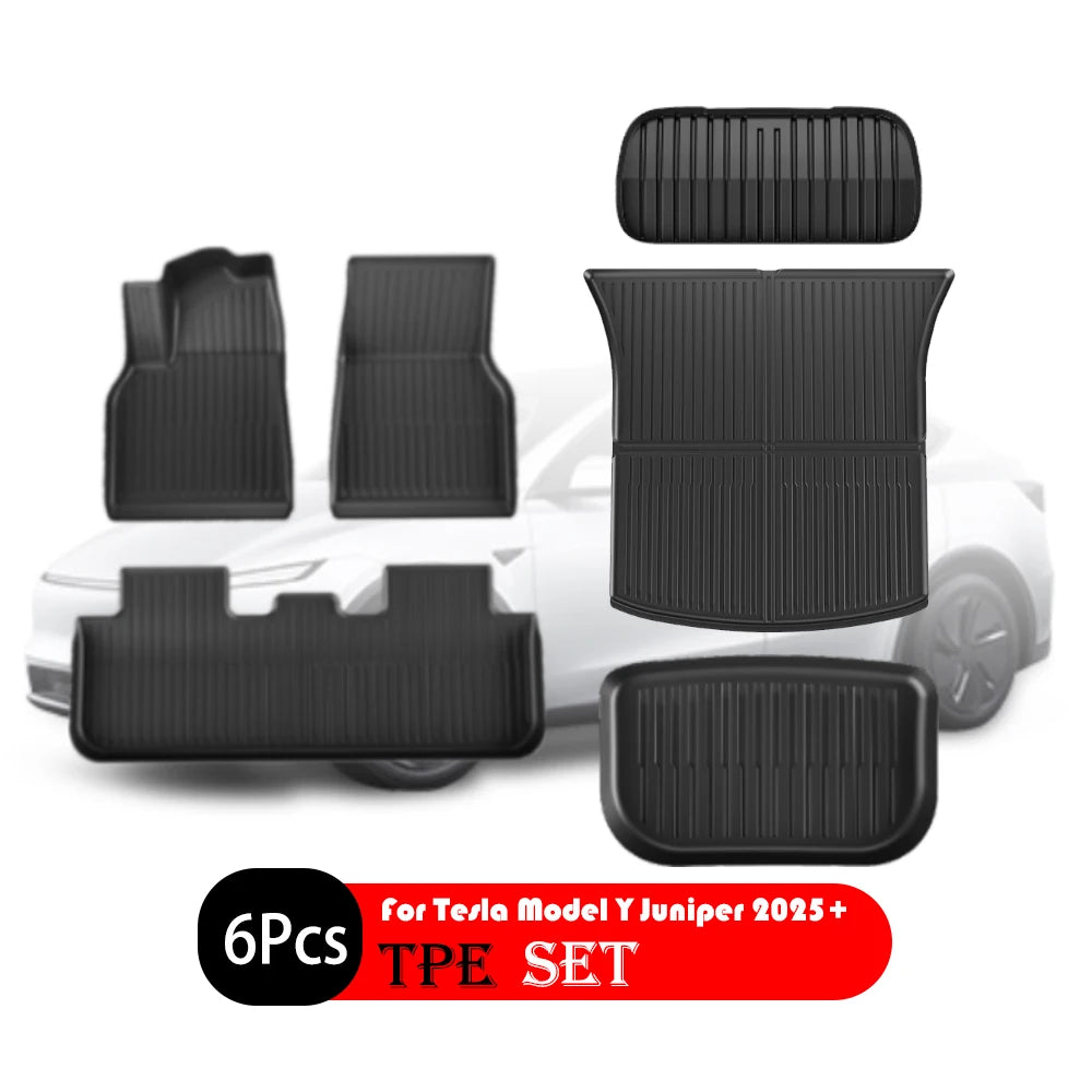 For Tesla New Model Y Juniper 2025+ TPE Floor Mats Waterproof Luggage Mat Wear-resistant Foot Pads ModelY Trunk Mats Accessories