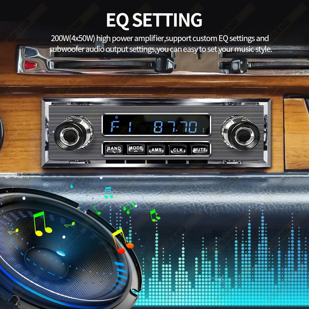 Grandnavi 1 Din Car Radio MP3 Player Classic Car Retro Audio Stereo Support FM AUX EQ USB Input In-dash Bluetooth For Benz