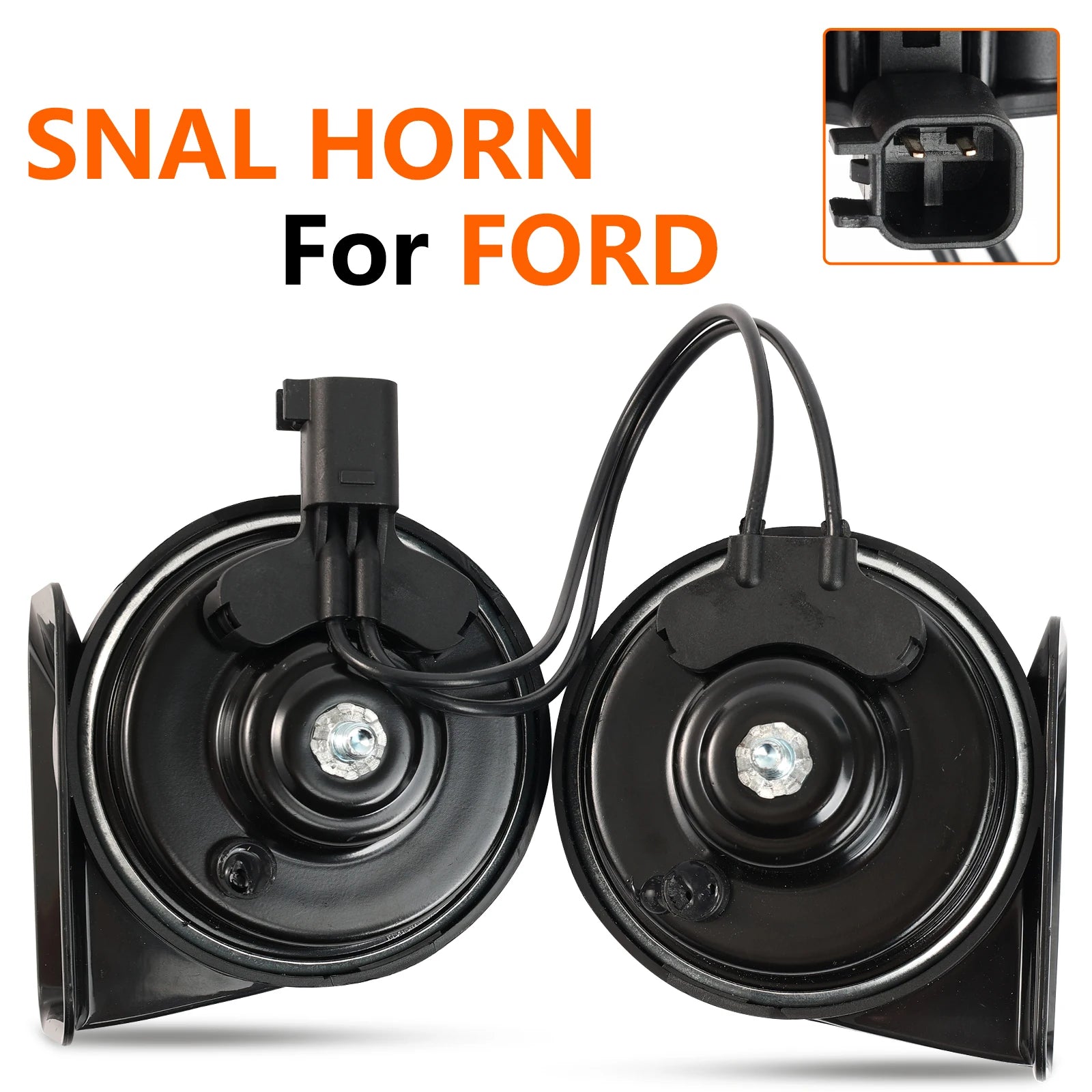 Pair of 12V 120db Twin Tone Snail Horn For Ford Fiesta Focus Fusion Mondeo Crown Victoria Mustang EcoSport Espace Explorer Edge