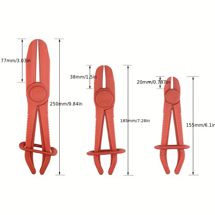 3Pcs/Set Nylon Hose Clamp Tool Set Brake Fuel Water Line Clamp Plier Hands Free Tool Car Repair Tools Hose Pliers