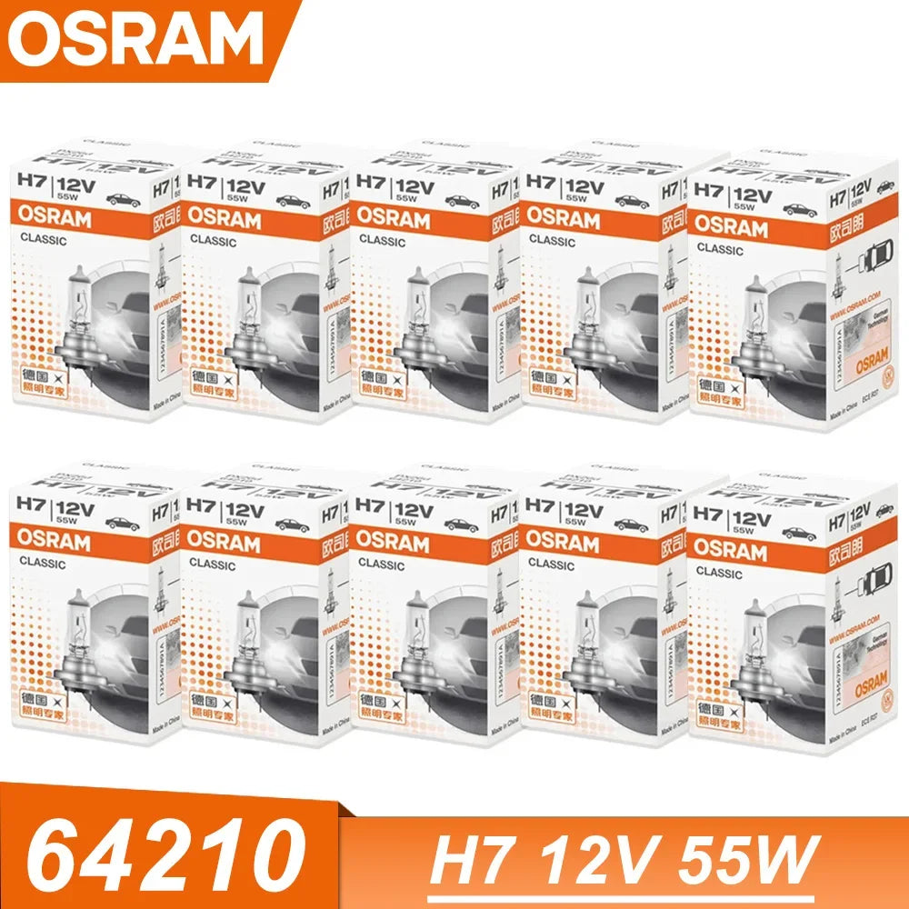 OSRAM CLASSIC 64210 H7 12V 55W PX26d Standard Hi/lo Beam Car Lamp 3200K White Halogen Light Car Headlight Bulb