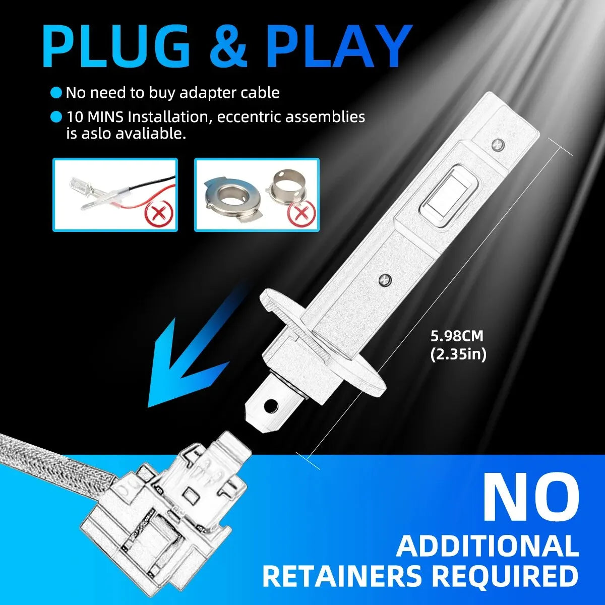 2pcs 12000LM H1 LED Headlight Bulbs 3570 CSP Chips White Super Bright For Car Headlight Fog Light Universal Fanless