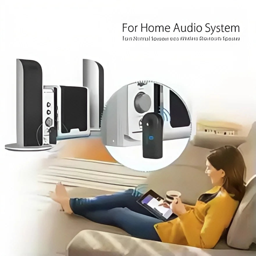 2-in-1Bluetooth5.0Transmitter&Receiver–Wireless Audio Adapter with3.5mm AUX for Car/Headphones,Hands-Free Calling&A2DP Support