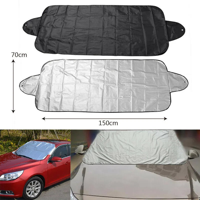 Foldable Car Windshield Snow Cover Cap Frost Guard Ice Winter Silver Ribbon 70cmx150cm Windshield Sunshades Exterior Accessories