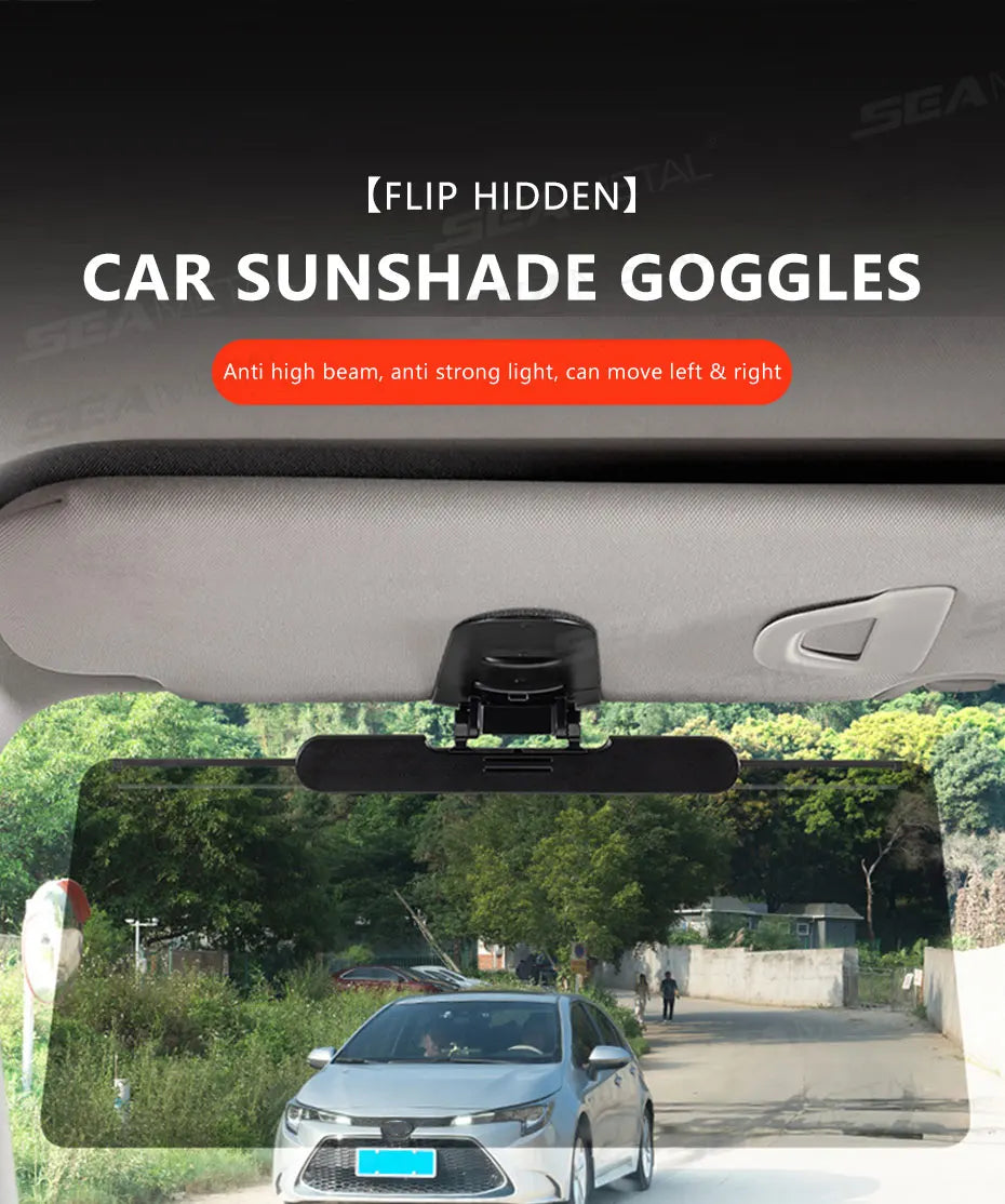 SEAMETAL Car Sun Visor Sunshade Goggles Anti-UV Adjustable Car Mounted Mirror Sun Visor Extender Safety Driving Car Accessories