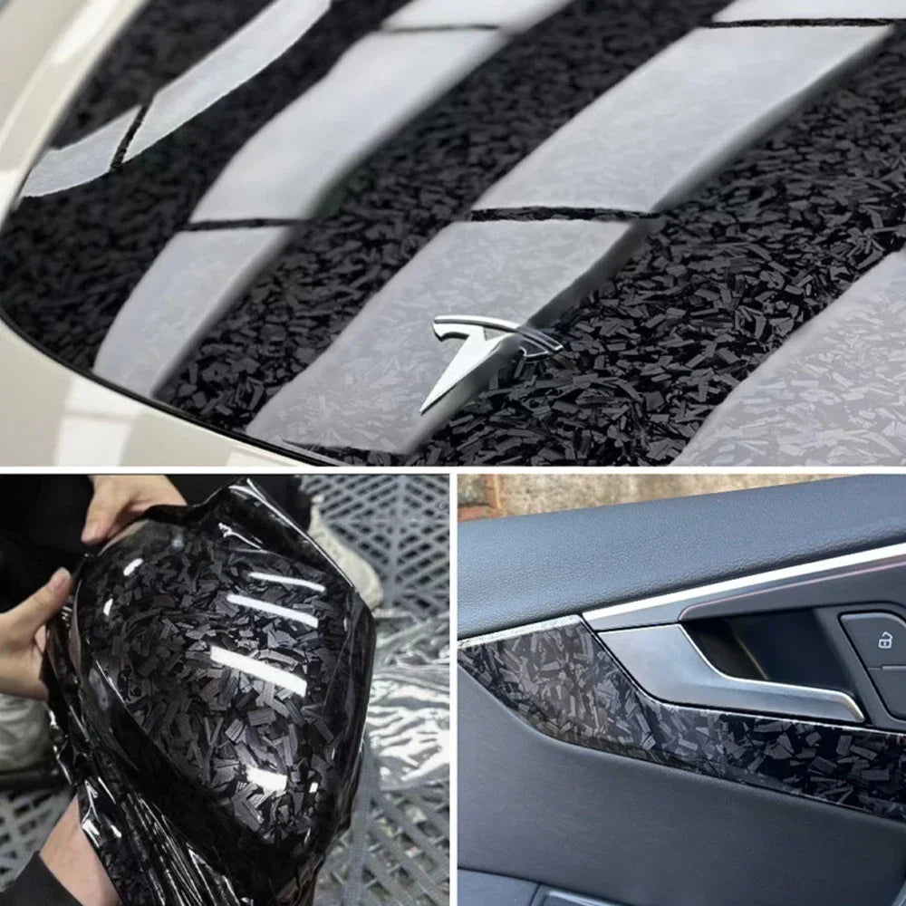 Car Sticker PET Forged Carbon Fiber Color Change Vinyl Film Bubble Free Wrapping Car Accessories Auto Self Adhesive Decals
