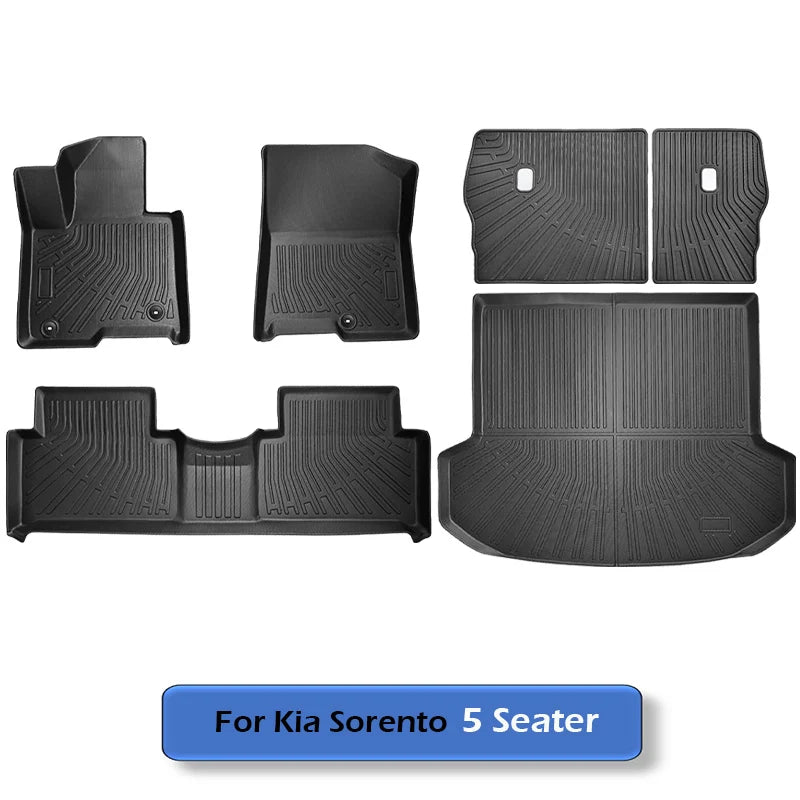 All Weather Floor Mats Cargo Liner for 2021 - 2025 2026 Kia Sorento Hybrid TPE Car Trunk Mat with Backrest Pad PHEV & HEV