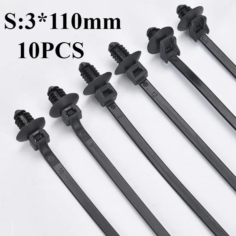 Car Nylon Tie Wrap Cable Fixed Fastener Clips  Strap Self-Locking Nylon Cable Ties Car Hose Fastening Zip