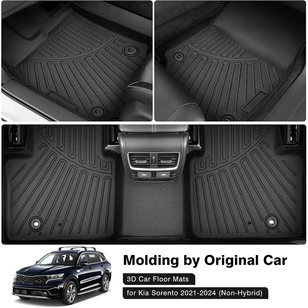 All Weather Floor Mats Cargo Liner for 2021 - 2025 2026 Kia Sorento Hybrid TPE Car Trunk Mat with Backrest Pad PHEV & HEV