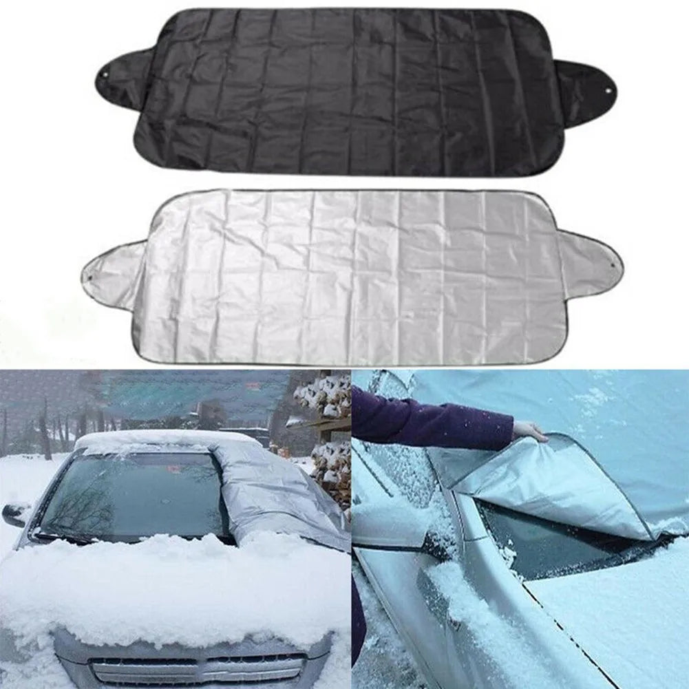 Foldable Car Windshield Snow Cover Cap Frost Guard Ice Winter Silver Ribbon 70cmx150cm Windshield Sunshades Exterior Accessories