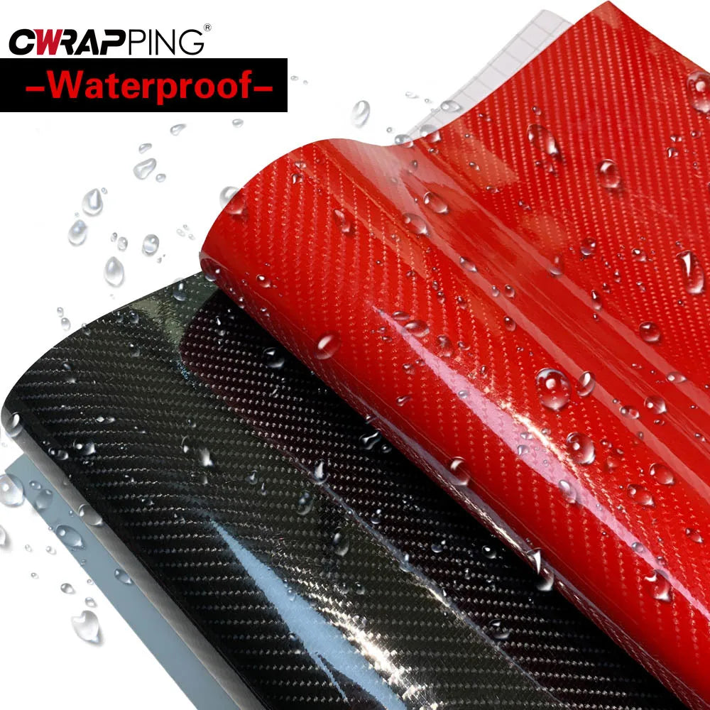 7D Carbon Fiber Car Tuning Film Vinyl Wrap Black Red Auto Stickers Waterproof Adhesive Motorcycle Stickers for Car Accessories
