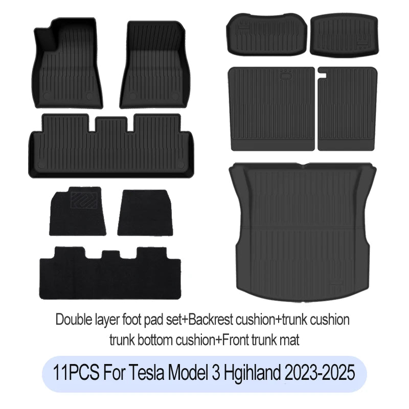 2023-2025 For Tesla Trunk Mat For  Model 3 highland Floor Mat  Luggage Mat TPE waterproof Anti-Slip Set Floor Liner Mats