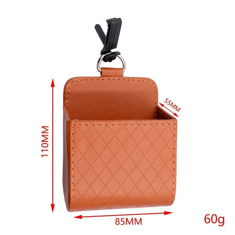 1 pc Car Storage Bag Air Vent Dashboard Tidy Hanging Leather Organizer Box Glasses Phone Holder Storage Organizer Car Accessorie