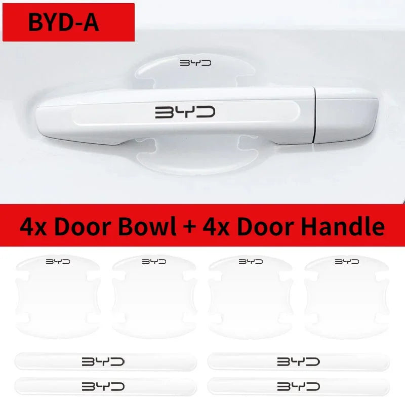 8pcs Car Door Bowl Handle Anti-collision Stickers for BYD Atto 3 EV Yuan Plus Song Plus Dmi Dolphin Seal Tang Han Qin F3 E6 Act
