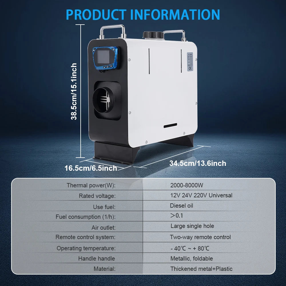 Diesel Heater 12V&24V&220V All in One Car Diesel Air Heater  with Remote Control LCD Switch For Home RV Vehicle Truck 2/5/8KW